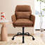 Cuir artificiel, similicuir, base noire, hauteur réglable, convient au bureau, à la chambre à coucher, à la coiffeuse et à d'autres environnements. Une chaise de bureau. Brun-1470000768