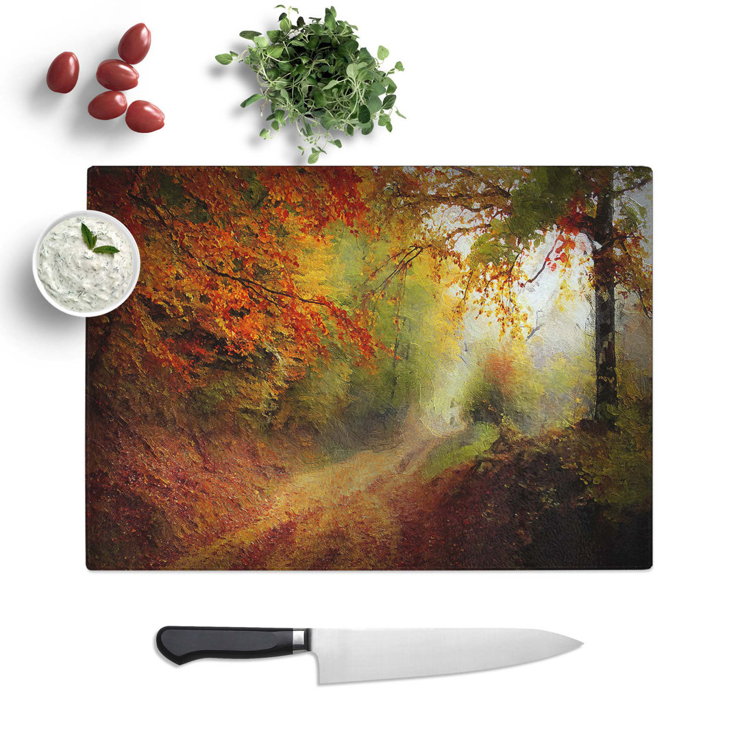 Tempered Glass Autumn Forest Chopping Board
