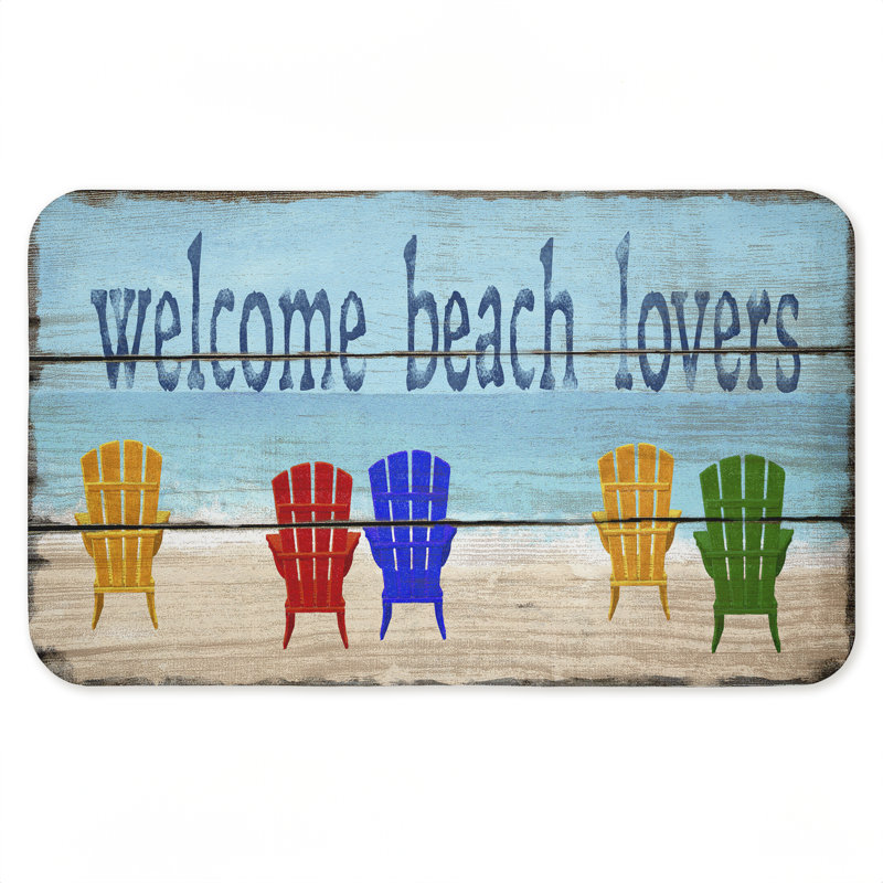 Tapis de sol Rustic Welcome Beach Lovers, conçu par Gail Fraser, 30 po x 18 po, Rustic Welcome Beach Lovers
