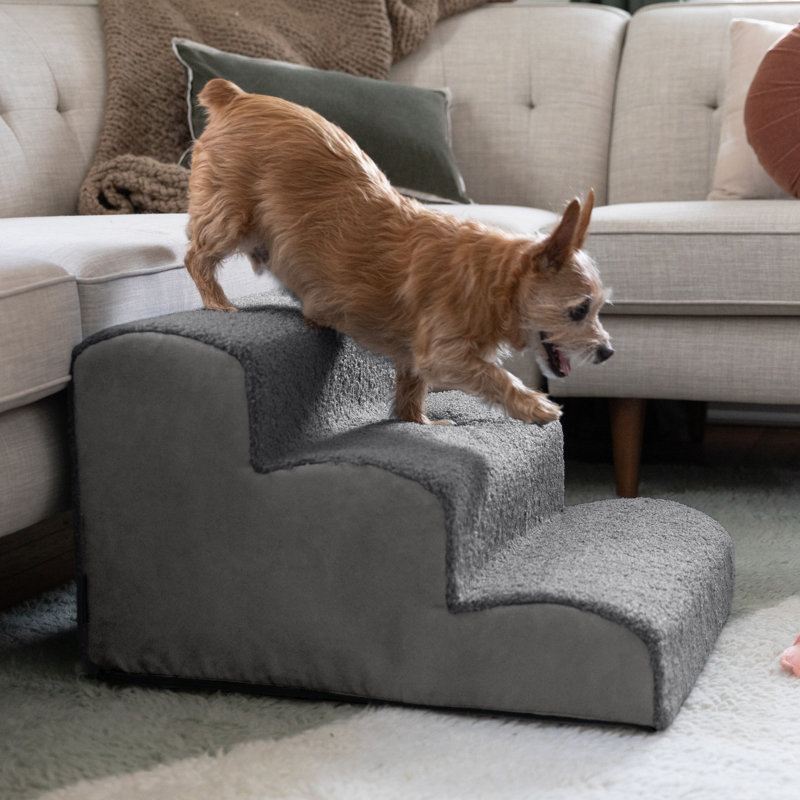 Dubb Dog Stairs for Small Dogs – Soft Foam Pet Steps for Beds & Furniture, Gray/Charcoal