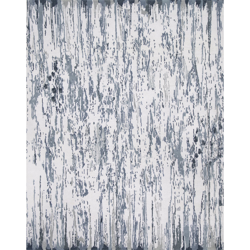 Contemporary Hand Knotted Wool Abstract Area Rug, Runner 3' x 9'