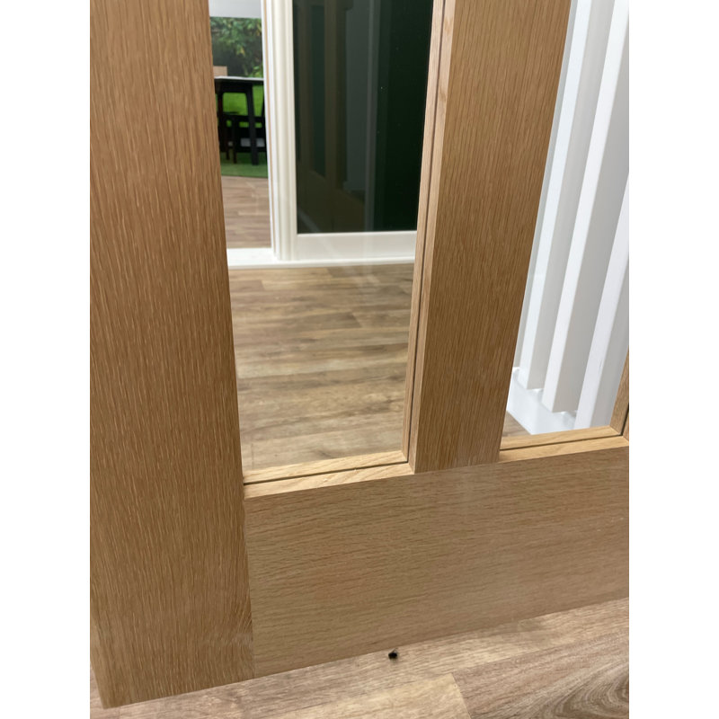 Oak Shaker 3 Light Vertical Clear Glass Internal Door, 57.3" W x 198.1" H