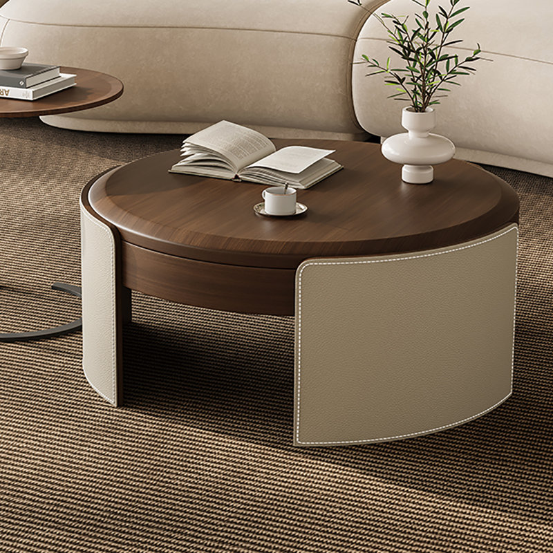Table basse ronde de style rétro pour petit appartement, H 15 po x L 27,6 po x l 27,6 po