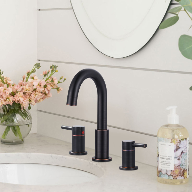 Widespread 2-handle Bathroom Faucet with Drain Assembly, Bronze