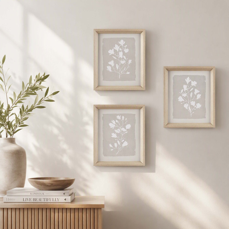Three-piece Assembled Framed Glass Wall-Art Collection