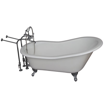 Griffin 61.25'' x 30.5'' Freestanding Soaking Cast Iron Bathtub with Faucet