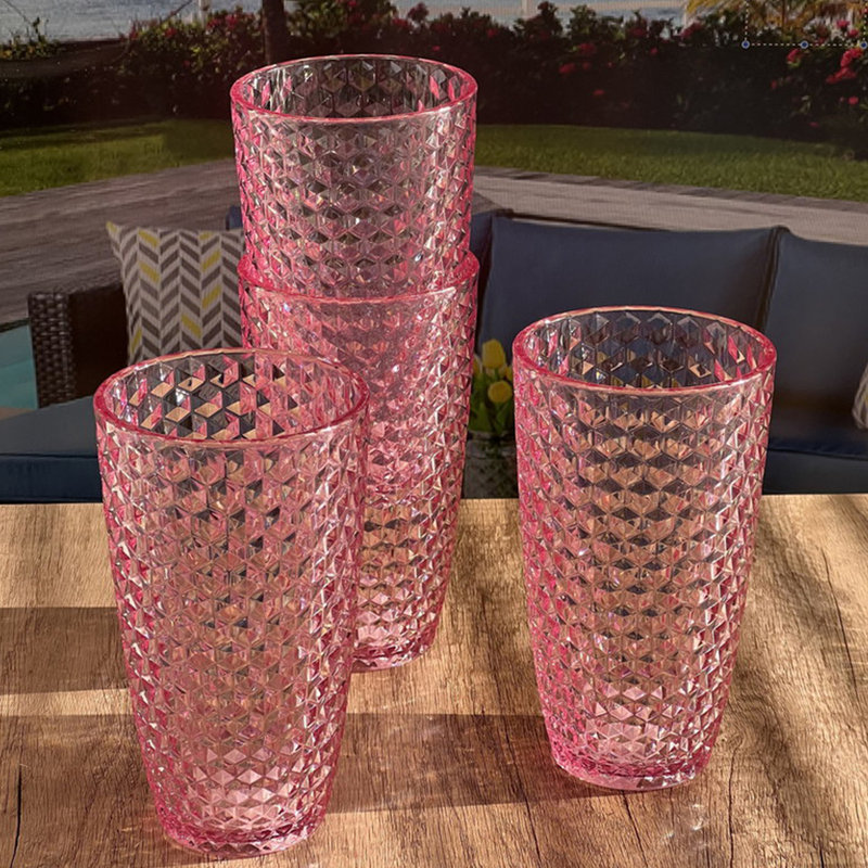 Verres en diamant taillés en acrylique, 19 oz liq., Rose