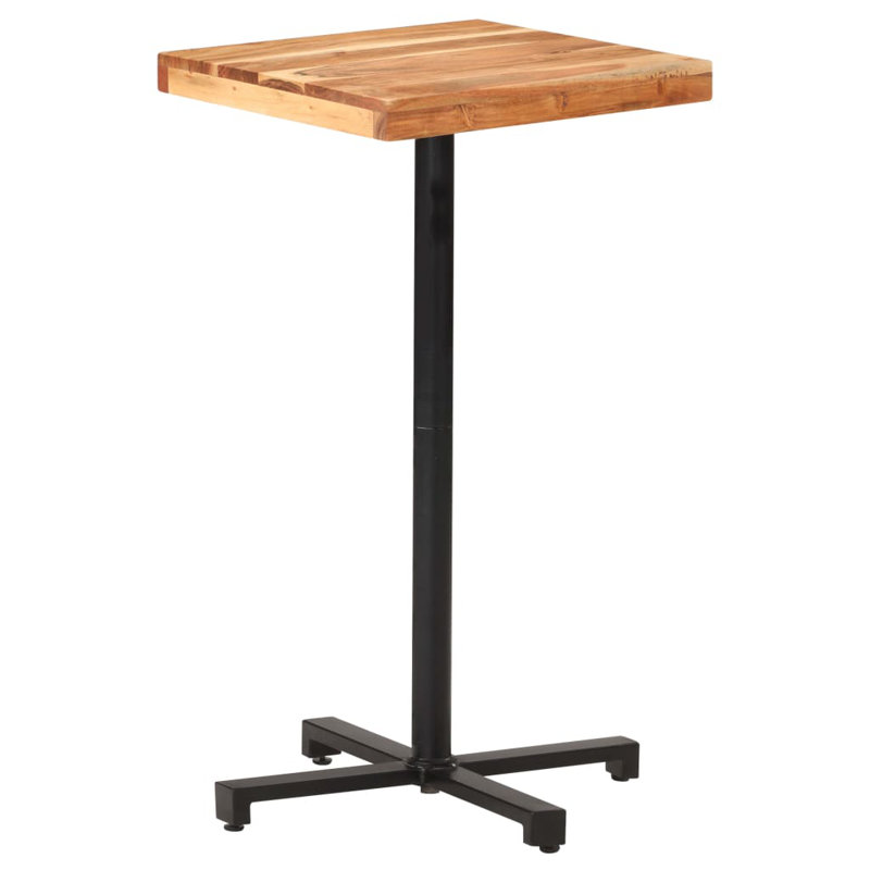Bistro Table Square Solid Acacia Wood, Gray, 43.3" H x 19.69" W x 19.69" D