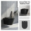 Toilette suspendue au mur noir mat moderne - technologie de chasse sans rebord, conception murale peu encombrante, siège à fermeture en douceur
