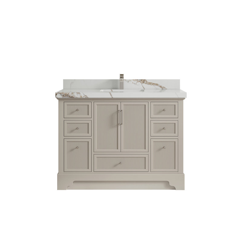 Alys 48'' Single Bathroom Vanity with Quartz Top, Calacatta Gold