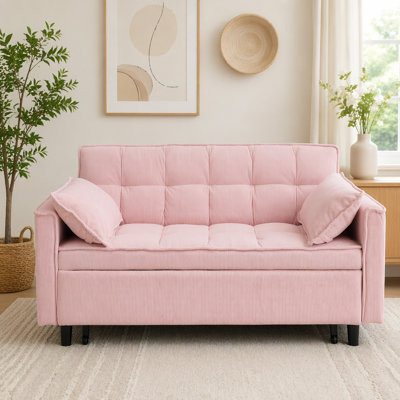 54.30" Corduroy Modular Sectional Sleeper Sofa, Loveseat with Pull Out Bed