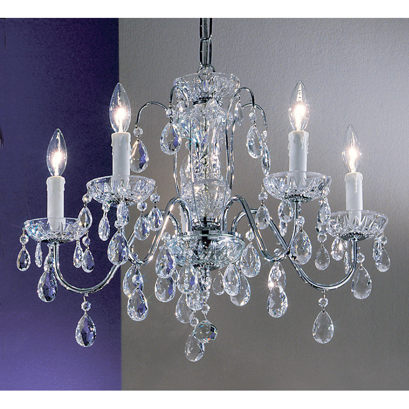 Lustre traditionnel / classique à 5 lumières de style bougie Letitia, Chrome