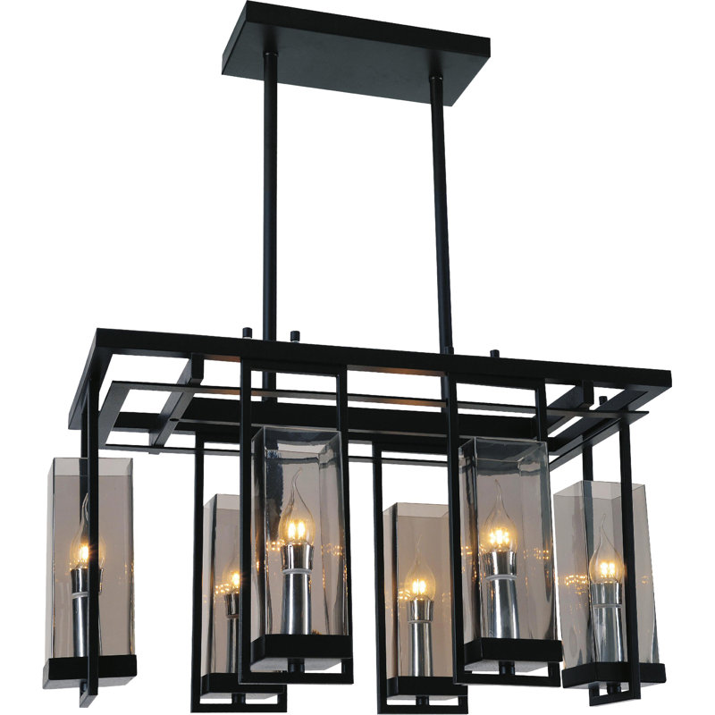 Doran 6 - Light Satin Black Kitchen Island Pendant