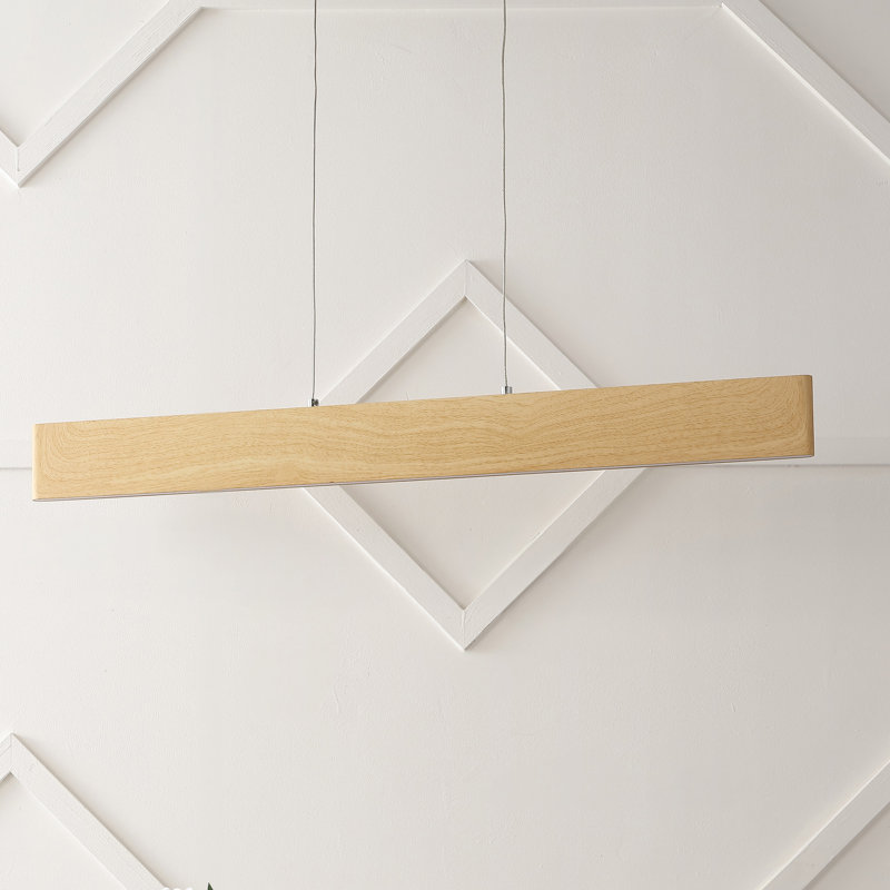Daisetta 1 - Light LED Pendant, Light Brown Wood, 4.5" H x 32" W x 4.5" D