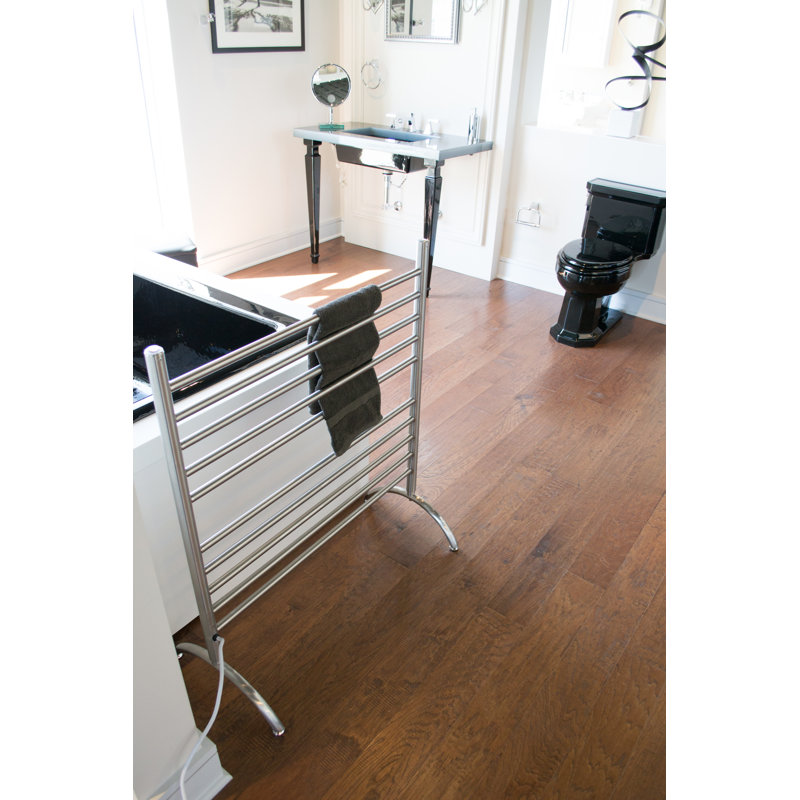Solo Straight Towel Rail Towel Warmer, Brushed, 38" H x 32.5" W x 15" D