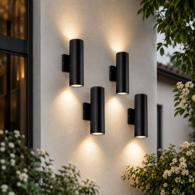4-Pack 12" Modern LED Up and Down Outdoor Wall Lantern, Aluminum Round Outdoor Wall Light, IP65 Waterproof