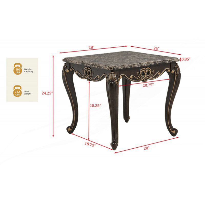 Table d'appoint traditionnelle en faux marbre, table de chevet luxueuse pour canapé