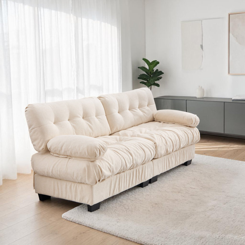Causeuse en flanelle 88 po Geneveve, Beige