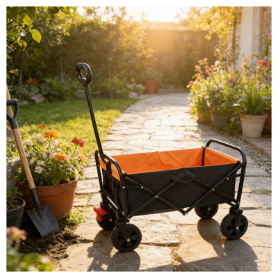 Chariot utilitaire pliable robuste avec freins - Chariot de plage portatif pour le camping en plein air