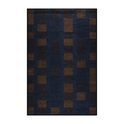Machine Washable Checkered Grey Area Rug