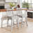 25" Counter Height Bar Stools with Slatted Back Padded Seat & Footrest-1531230567
