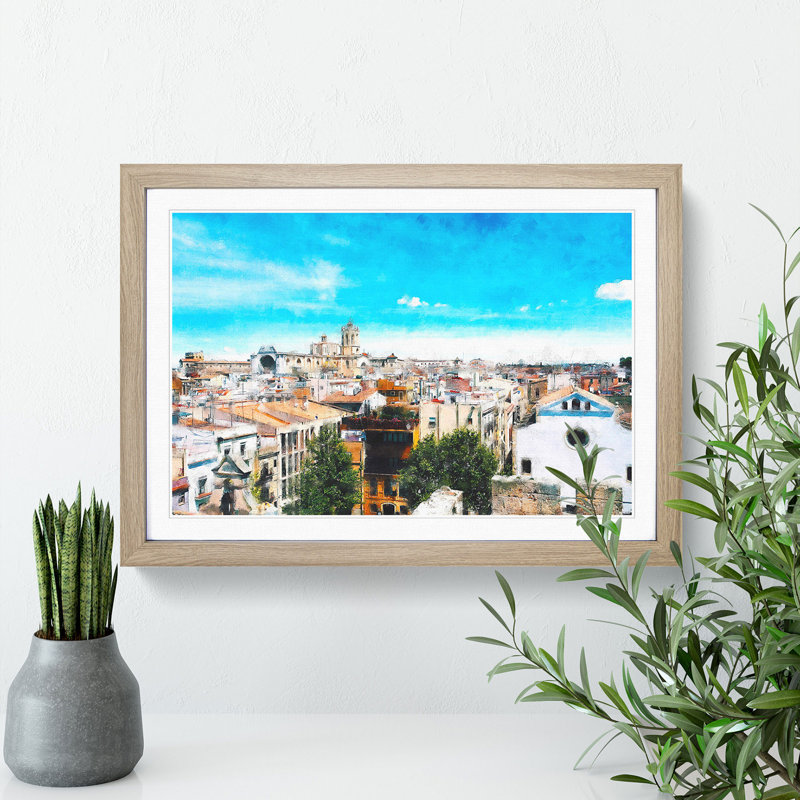 View of Tarragona in Spain - Picture Frame Painting Print, 33cm H x 45cm W x 2cm D, Oak Framed
