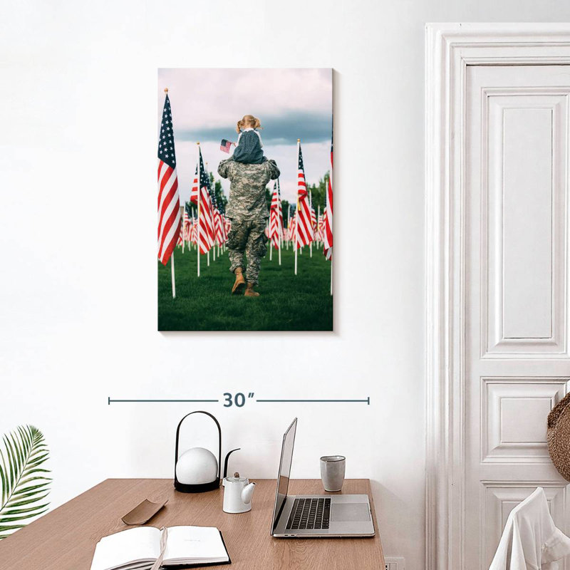 Lelar Patriotic Father And Child, 30" H x 20" W