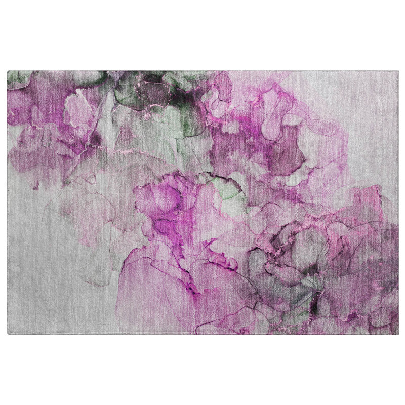 Premium Machine Washable Dream Shag ADS520 Watercolors Rug, Pink, 2'6" x 3'10"