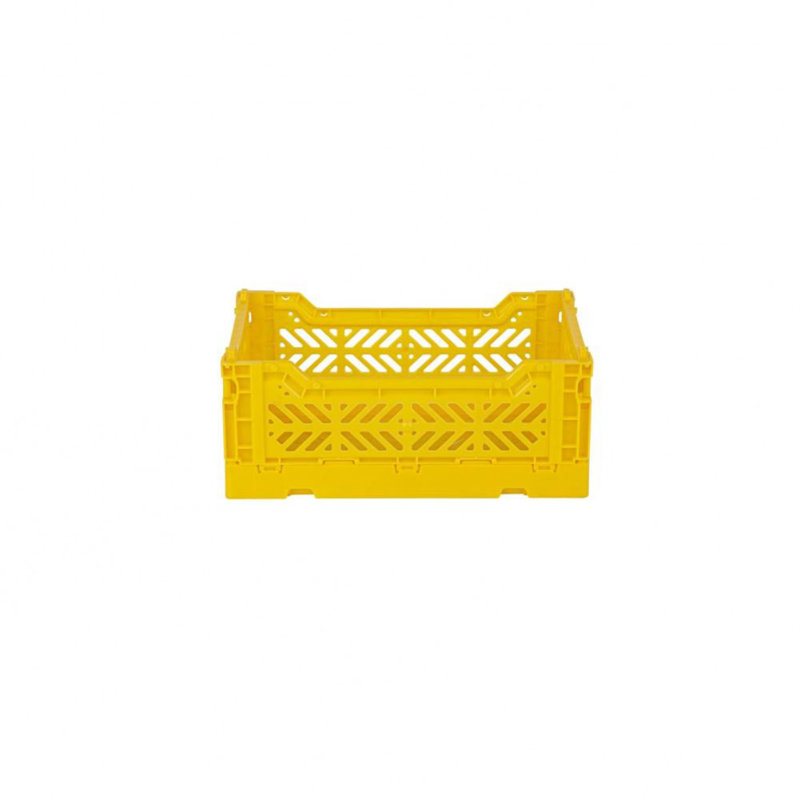 Foldable Plastic Crate, Collapsible Storage Bin to Organize Your Rooms, Collapsible Utility Crate, Yellow