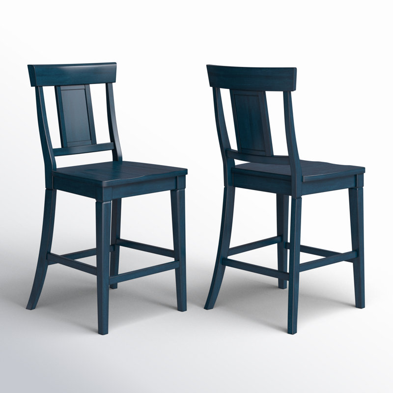Fortville Solid Wood Counter/Bar Stool, Counter Stool (24.21" Seat Height), Antique Denim