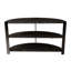Console couleur anthracite, 2 tablettes, table en métal et en bois en forme de demi-lune, finition ouverte grise et espace de vie, chambre à coucher, vestibule