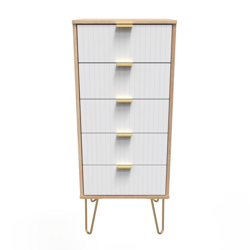 Beranda 45 cm W Bedside Table, White Matt/Bardolino Oak