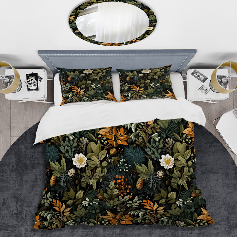 Rustic Wilderness Cottage Charm Floral Duvet Cover, Twin Duvet Cover + 1 Standard Sham