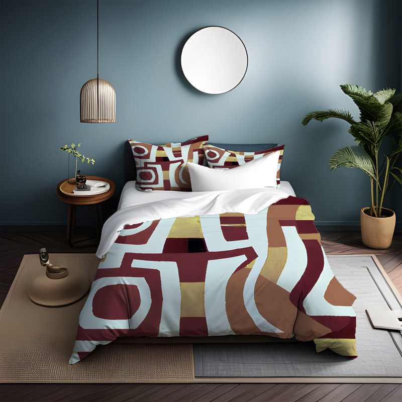 Polyester Abstract Duvet Cover, King Duvet Cover + 2 King Shams