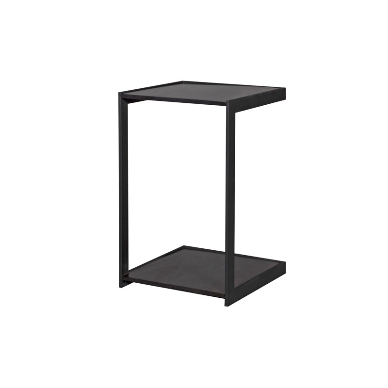 Solid Wood Top End Table, Black