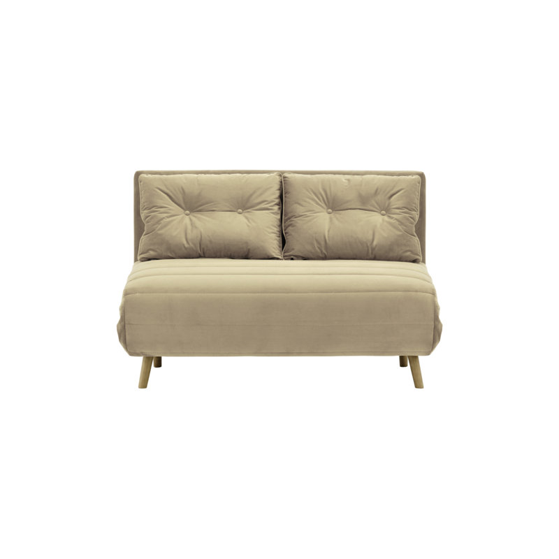Donald 2 Seater Sofa Bed,  78cm H X 120cm W X 90cm D, Wax Black, Beige
