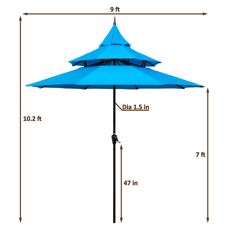 Parasol de marché 9 pi, Aqua