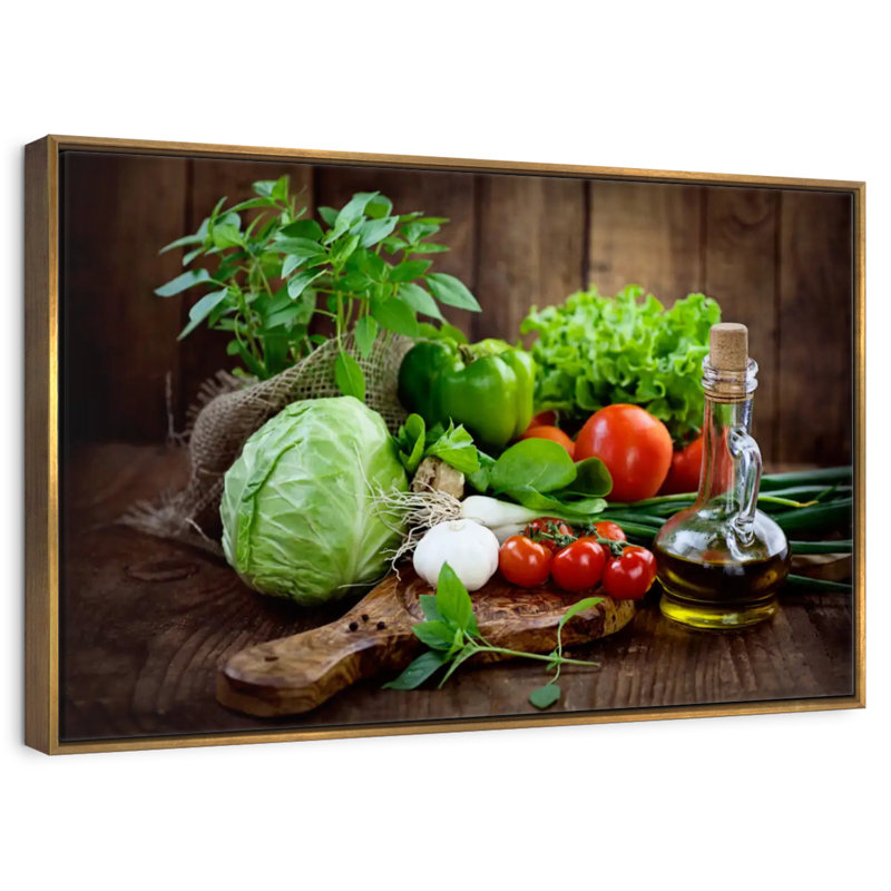 Fruits et légumes biologiques, Cadre flottant doré, 37 po x 25 po
