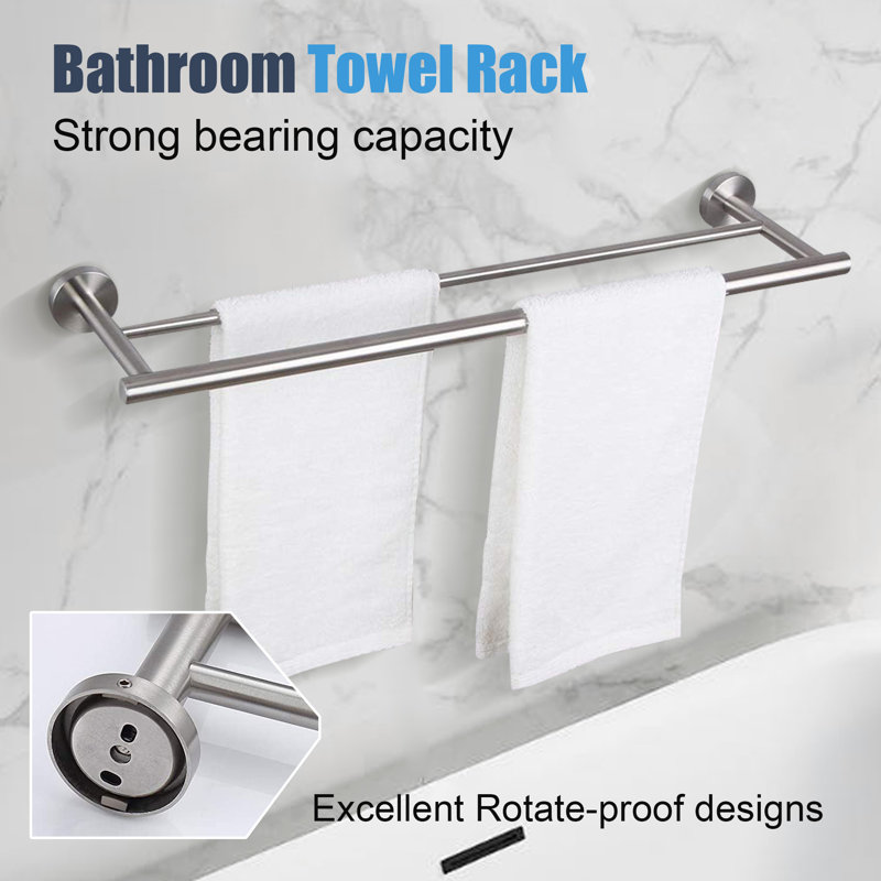 Double Wall Mounted Towel Bar, Chrome