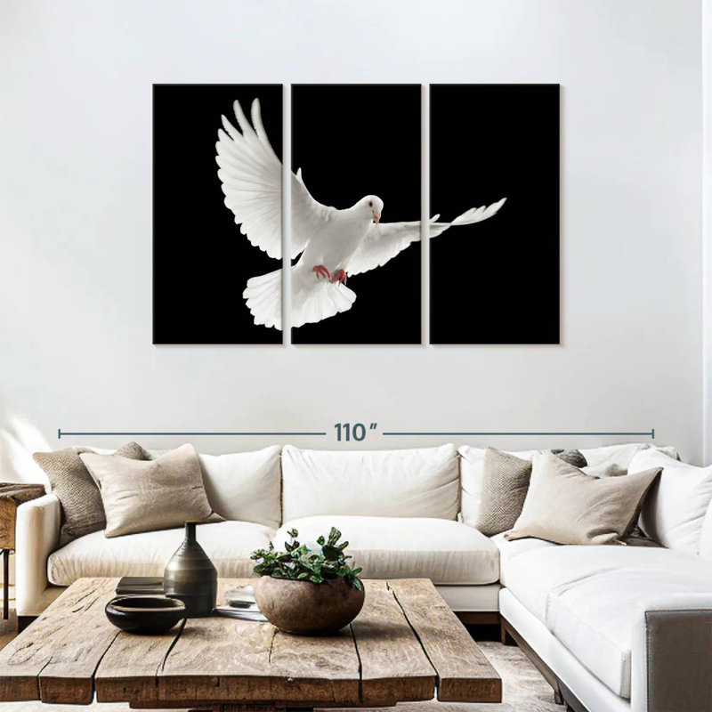 Brampt Flying White Dove, 48" H x 74" W