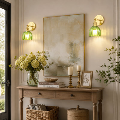 Applique murale rétro vintage avec télécommande - Lampe murale rechargeable sans fil avec abat-jour en verre tulipe, 12 couleurs RVB et fonction à intensité variable (ampoule incluse) | Pour la chambre à coucher, le salon et le couloir.