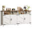 Buffet 63 "avec 4 portes et rangement ouvert, grande armoire de cuisine de ferme, armoire à café avec tablettes réglables pour la salle à manger, vestibule, buffet, blanc et noyer-90278317