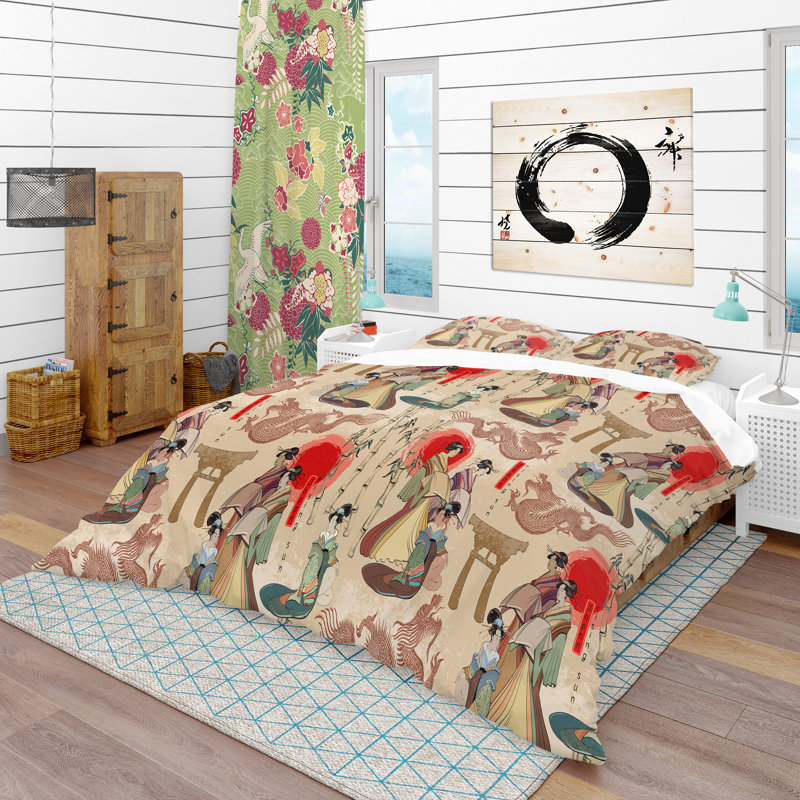 Ensemble de housse de couette oriental, Housse de couette double / grand et 2 taies