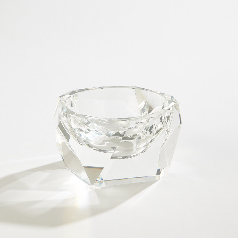Multi Facet Crystal Bowl, Clear, 4" H x 7" W x 5.5" D