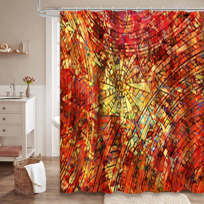 Rideau de douche avec 12 crochets de couleur moderne Modern Art