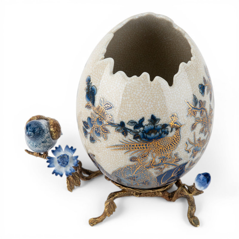 Golden Pheasant Egg Cachepot with Ormolu