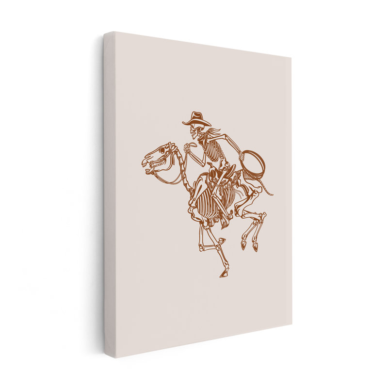 Cowboy squelette brun, Sans cadre, Canevas, H 12 po x l 16 po