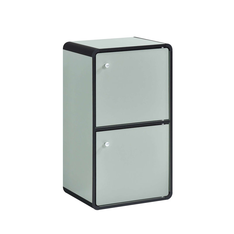 Jeremie Wood 2-Cubed Closed Bookcase - Storage Shelf Organizer Bookshelf - Sage Green, Sage Green