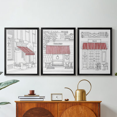 Rayé auvent I - Toile tendue avec châssis sur mesure - 3 pièces