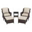 Fauteuils de patio en osier pour 2 personnes avec repose-pieds, table d'appoint et coussins beiges en PE-927864183